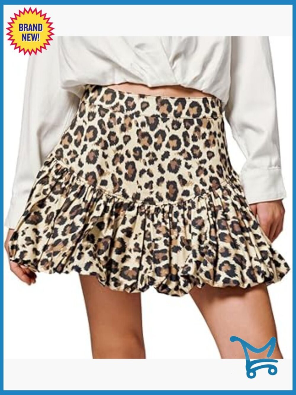 High Waist Bubble Mini Skirt Ruffle Hem A-Line Y2K